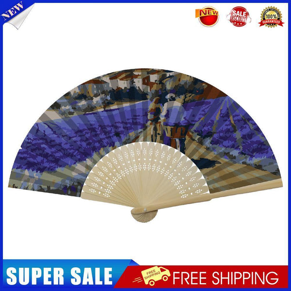 Lavender Field Oil Paint Folding Fan By Numbers DIY Painted Art Craft Gifts