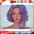 5D DIY Purple Hair Girl Special Shape Diamond Painting Rhinestone Picture