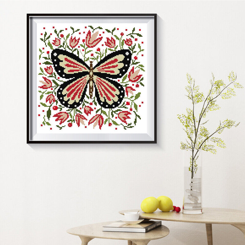 Partial Embroidery Cross Stitch Set Needlework Kit 14CT Butterfly Artwork