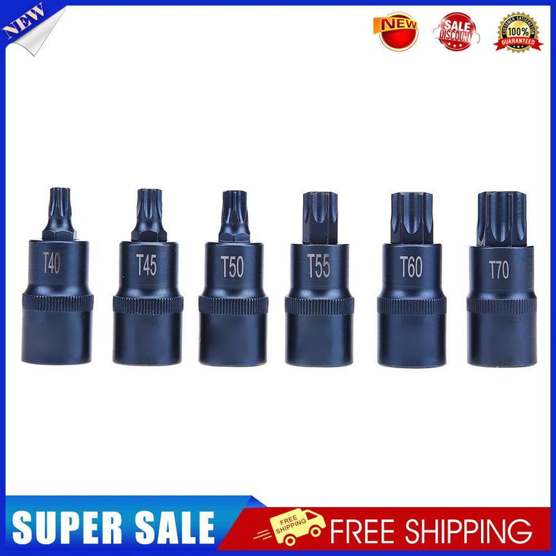 6pcs 1/2 inch Torx Screwdriver Socket Bits Adapter Drive Socket Hand Tool(