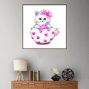 Cat 5D DIY Diamond Painting Embroidery Mosaic Needlework Home Decor(Pink) Newly