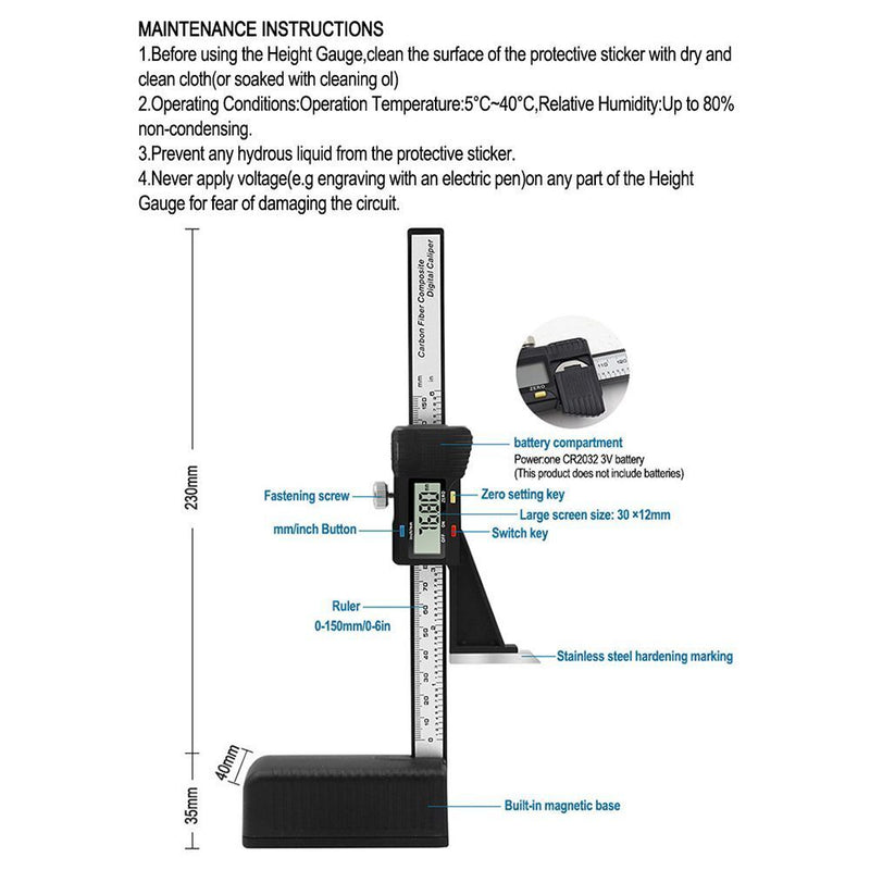 Display Digital Height Gauge Electronic Height Gauge Ruler Vernier Caliper