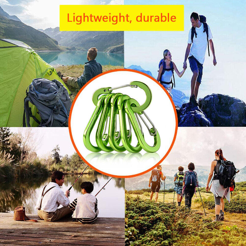 #A 6pcs Outdoor Camping Carabiner Clips Hiking Mountaineering Buckle Gadgets
