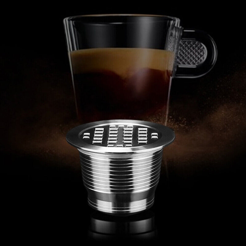 3pcs Coffee Capsule Cup Refillable Baskets Pod + Spoon Brush for Nescafe