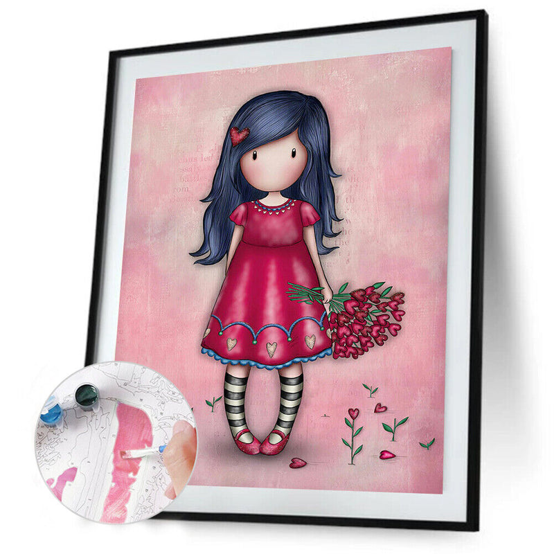 Oil Paint By Numbers Little Girl Coloring Picture Digital Drawing