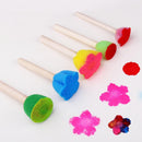 5pcs/set DIY Wooden Sponge Graffiti Painting Brushes for Kids Drawing Toys Newly