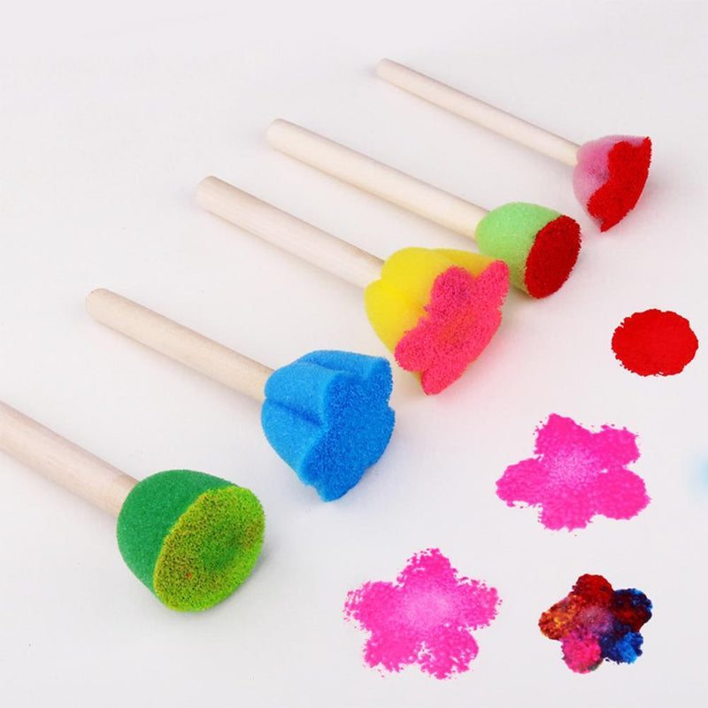 5pcs/set DIY Wooden Sponge Graffiti Painting Brushes for Kids Drawing Toys Newly