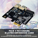 PCIe to PCIe Adapter 1x to 16x 1 to 4 USB 3.0 Mining Riser Card Molex 4 Pin
