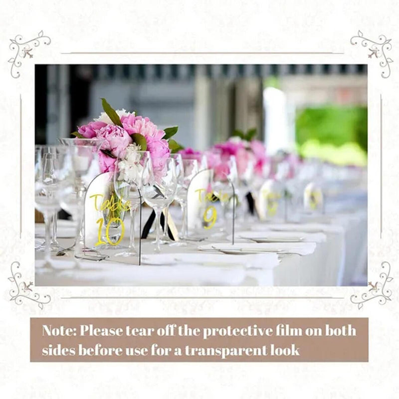 5pcs Clear Arch Table Numbers Blank Acrylic Sign with Stand Guest Name Tag~