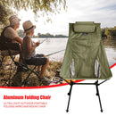 High Back Folding Camping Chair & Removable Pillow Moon Chair (Army Green)
