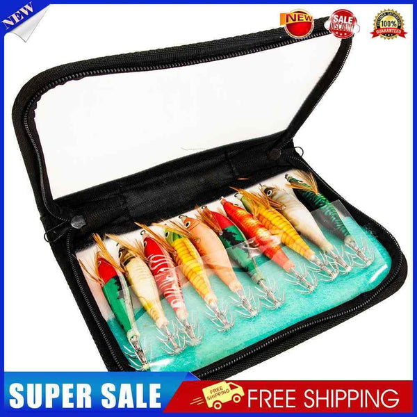 10pcs Bionic Shrimp Baits Set w/ Double-Layer Hooks for Cuttlefish Fishing