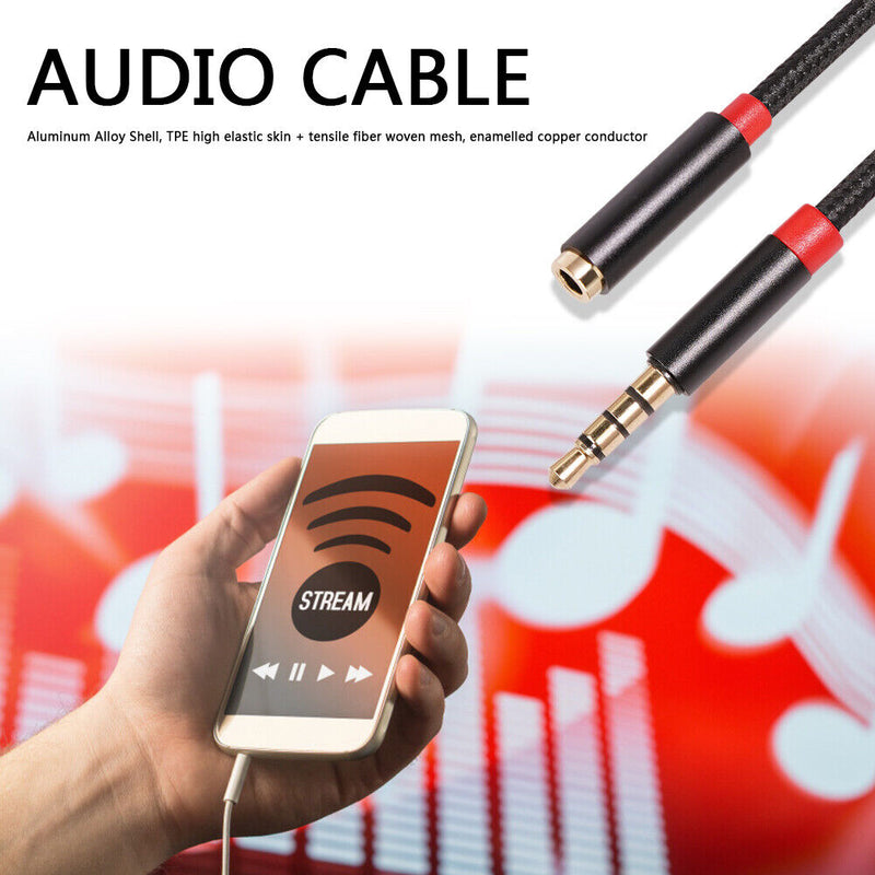 1m 3.5mm Headphone Speaker AUX Cable Male to Female Audio Extension Cord Newly