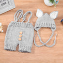 2pcs Cute Baby Studio Photography Props Clothing Set Knitted Overalls + Hat