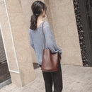 Ladies Leather Handbag Women Pure Color Totes Fashion Bucket Travel Shoulder Bag