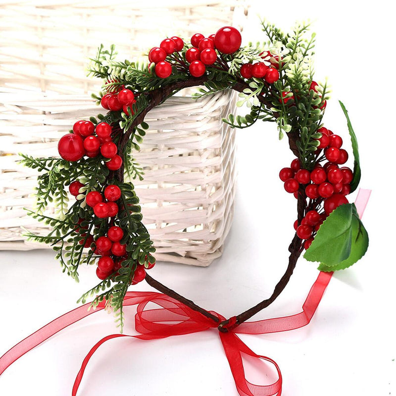 Artificial Red Holly Berry Christmas Decor Wire Bundle Garland Wreath Adjustabl`