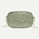 Lace Flower Shoulder Handbags Women Chain PU Leather Crossbody Bags (Green)
