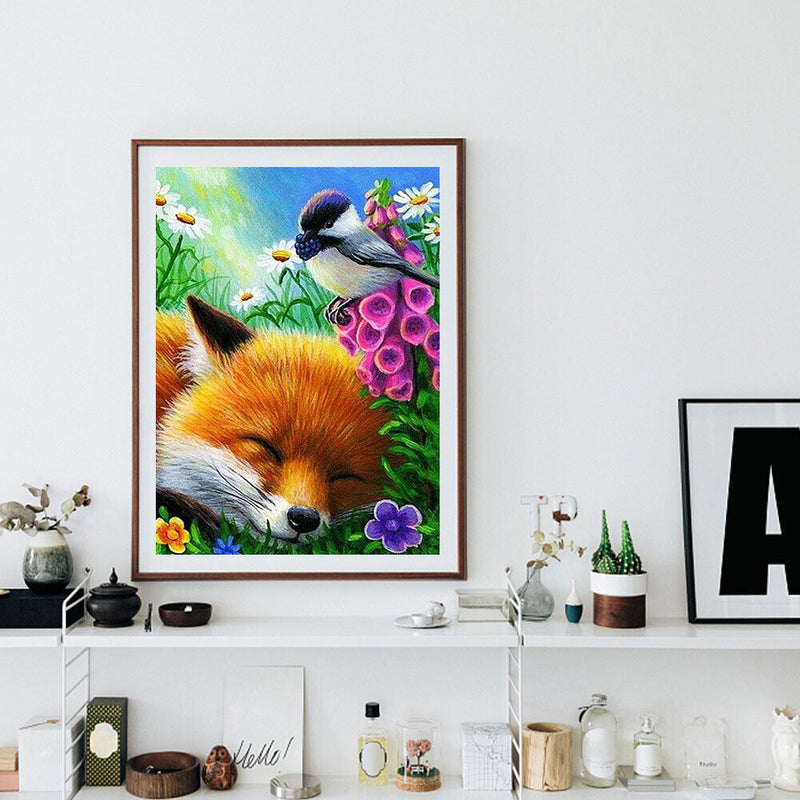 5D DIY Diamond Painting Kits Full Round Drill Sleepy Fox Mosaic Wall Art Picture