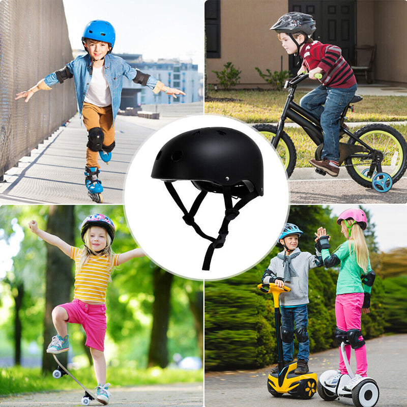 Children Skateboard Plum Helmets Bike Skating Protective Helmet (Black M) Newly