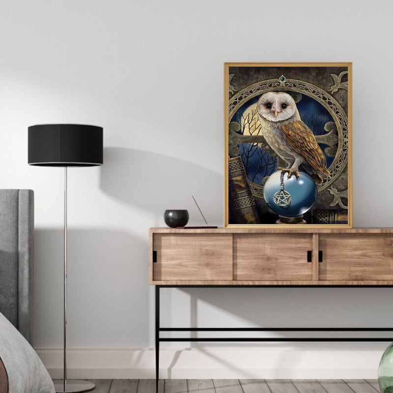 Oil Paint By Numbers Gems Owl Frameless Picture Craft Kit for Room Decoration