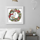 Partial Cross Stitch Cotton Needlework Kit Printed Snowman Wreath Art Handicraft