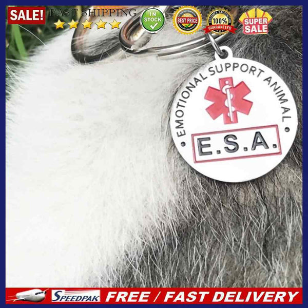 Emotional Support ESA Stainless Steel Animal Dog ID Tag Pet Necklace Collar