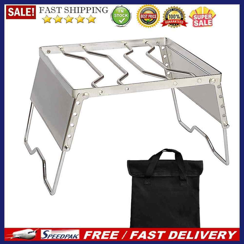 Outdoor Stainless Steel Foldable Stove Stand Rack Camping Pot BBQ Grill Bra