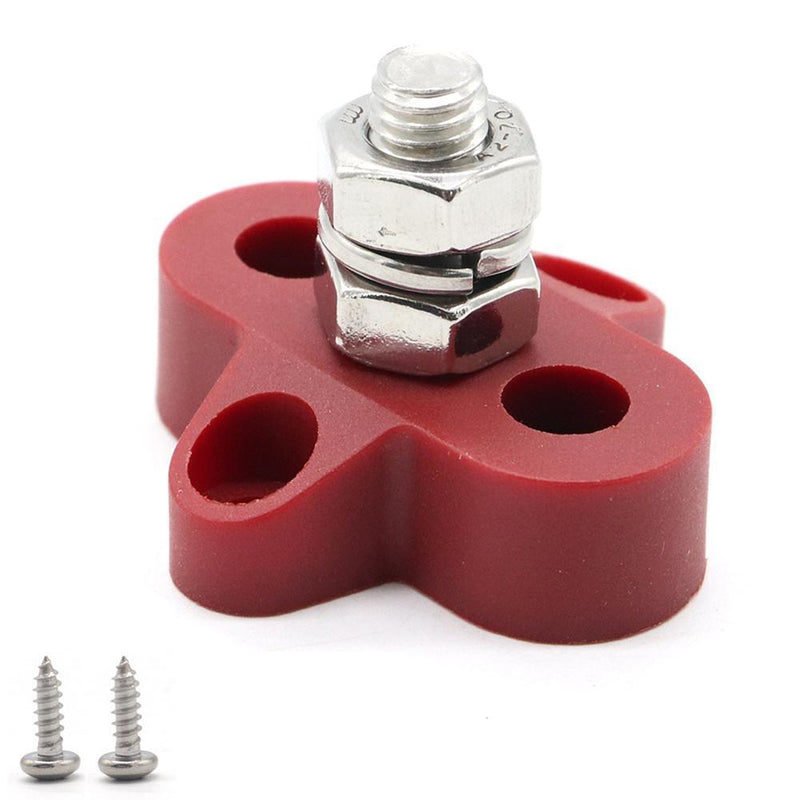 2pcs Bus Bar Terminal Blocks Single M8 Positive Power Distribution Studs