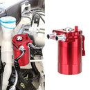 Baffled Car Oil Trap Catch Can Set with Air Filter Hose Fuel Tank Kit (Red)