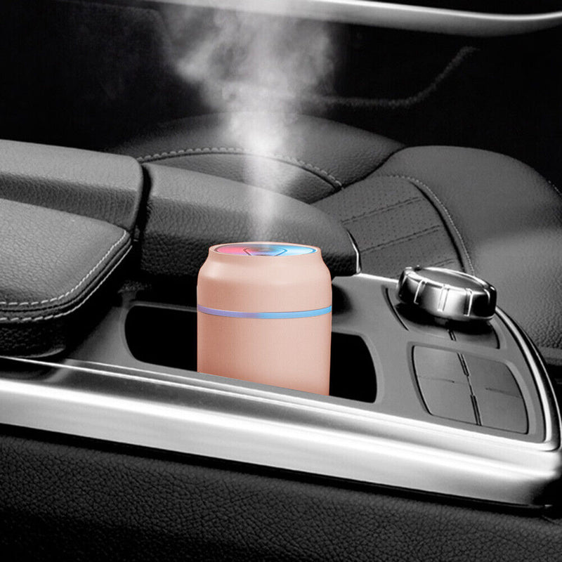Portable Car Air Humidifier Dazzling LED Light Mist Aroma Diffuser (Pink)