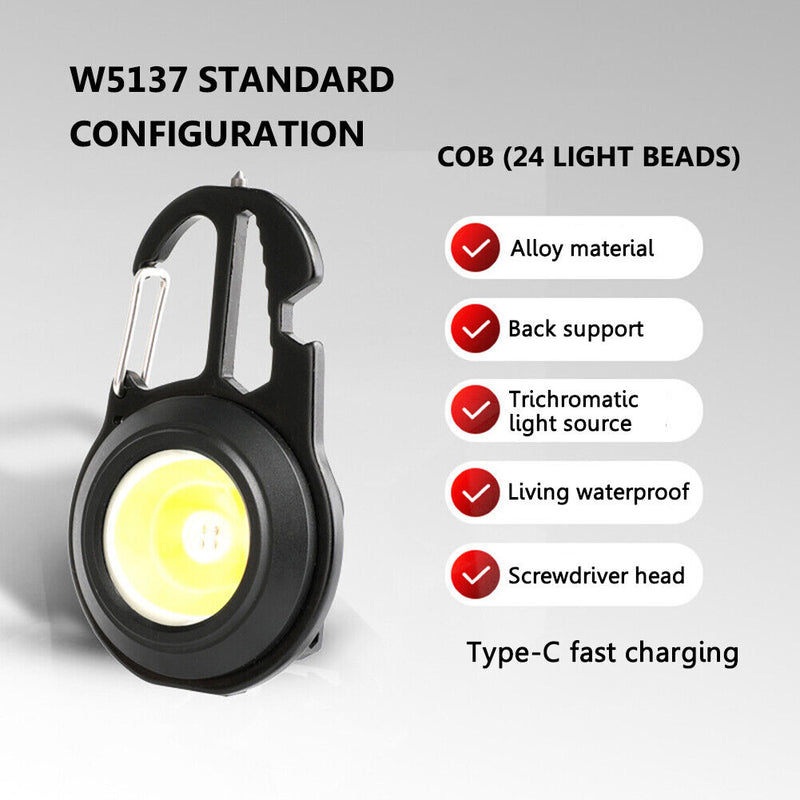 #A Multi-functional LED COB Flashlight Keychain Portable Bottle Opener for Campi