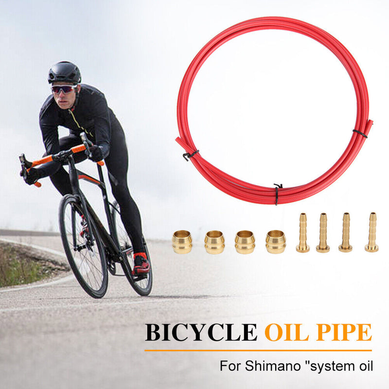 Bicycle Hydraulic Disc Brake Oil Tube MTB Bike Brake Pipe for Shimano (Red)