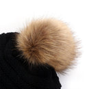 Autumn Winter Warm Knit Hat Korean Lovely Pompom Unisex Crochet Cap (Black)