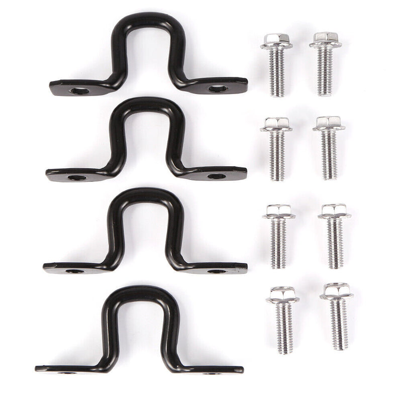 4pcs Pickup Truck Bed Steel Tie Down Anchors with 8 Bolts Universal (Black)