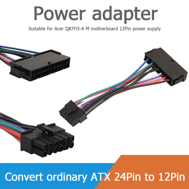15cm ATX 24-Pin Motherboard Power Cable 12-Pin Converter Cord for Acer Q87H3-AM