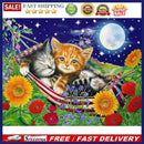5D Diamond Painting Playing Cat Full Round Drill Rhinestone DIY Art Craft Mos
