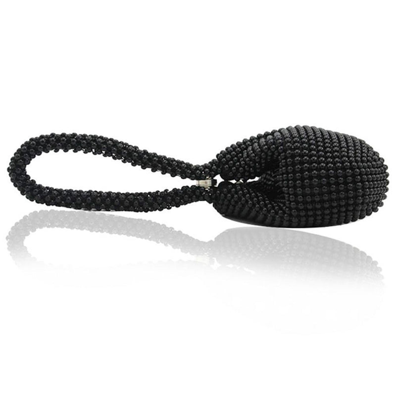 Women Metal Evening Clutch Bags Fashion Rhinestone Purse Handbag (Black)