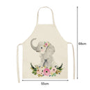 Kitchen Linen Apron Small Elephant Print Home Restaurant Cooking Baking Bib