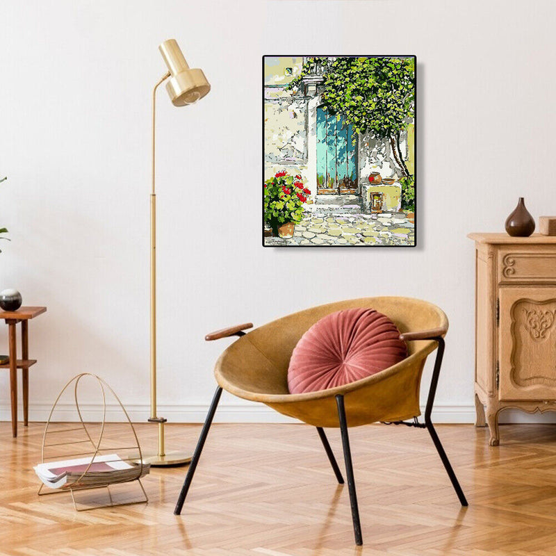 Hand Painted Artwork Frameless DIY Sunny Doorway Painting By Numbers Picture Kit