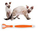 Three Sided Pet Toothbrush Dog Soft Brush Bad Breath Tartar Tool (Orange)