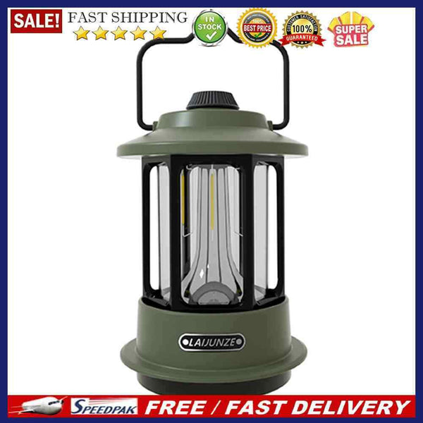Retro Outdoor Camping Lamp Type-C USB Rechargeable Portable Lantern Tent Li