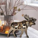 Wooden Ornaments Hollow Multi-Layer Animal Scene Display NO Light (Deer)