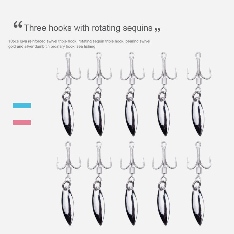 Rotating Sequin Lure Metal Barbed Fishing 3-Hook Freshwater Freshwater Fish Hook