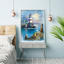 Full Embroidery Stamped Seaside Lighthouse DIY 11CT Cotton Art Cross Stitch Kit