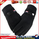 Men Touchscreen Cycling Gloves Full Finger Fleece Riding Mittens (Black) Newly