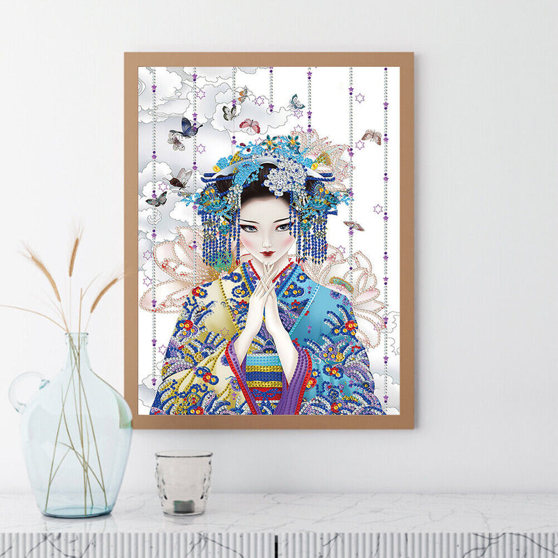 5D Diamond Painting Geisha Girl Partial Special Shape Drill DIY Mosaic Picture