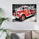 5D DIY Full Round Drill Fire Truck Diamond Painting Rhinestone Art Crafts Newly