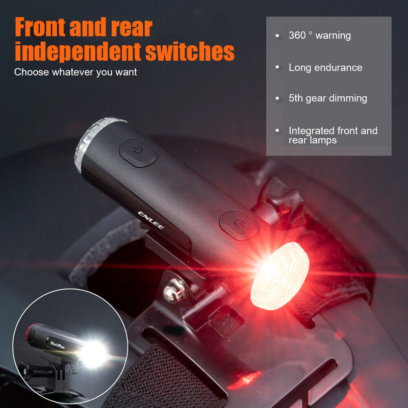 ENLEE Bicycle Helmet Light USB MTB Waterproof Front Rear Light Flashlight Newly