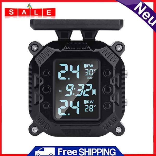 USB Solar Powered Wireless Motorbike Tire Pressure Monitoring Motorcycle TPMS