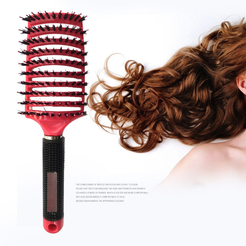 Women Hair Scalp Massage Comb Bristle Hairbrush Detangle Brushes (Rose Red)