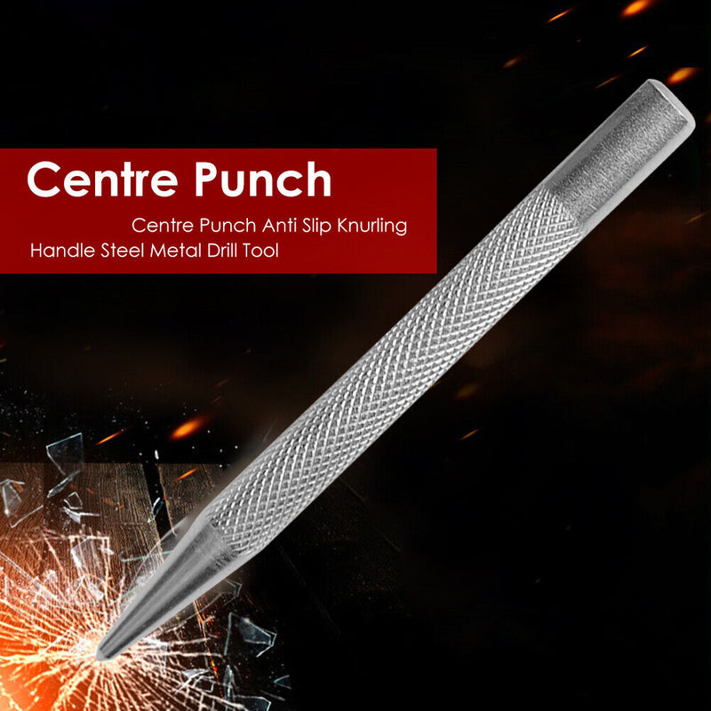 Automatic Centre Punch Anti Slip Knurling Handle Steel Metal Drill Tool Newly